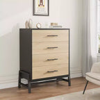4 Dresser for Bedroom, 38.6 Inch High Dressing Table, Freestanding High Drawers with Storage Space, Wooden Wardrobe Storage Cabinet for Living Room