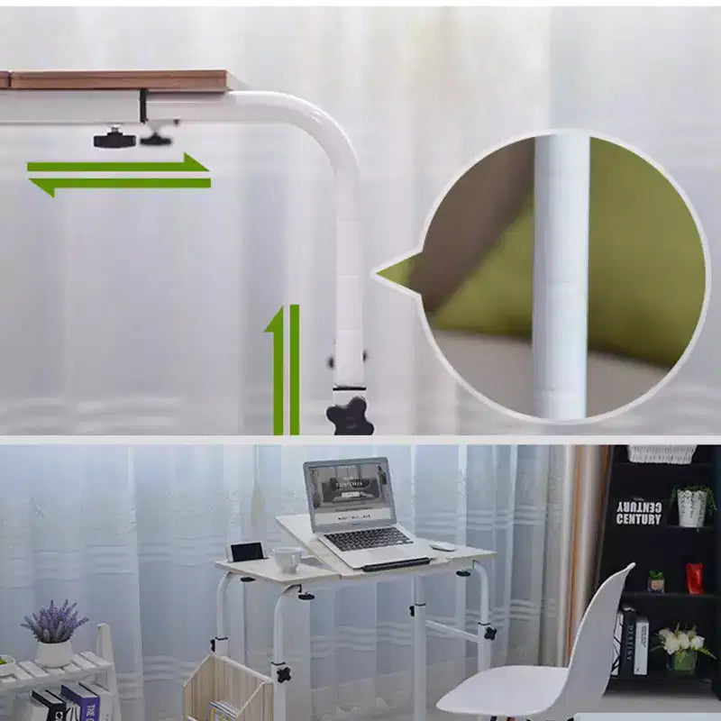 Tavolo regolabile da letto con ruote, bianco/nero, per 1-2 persone