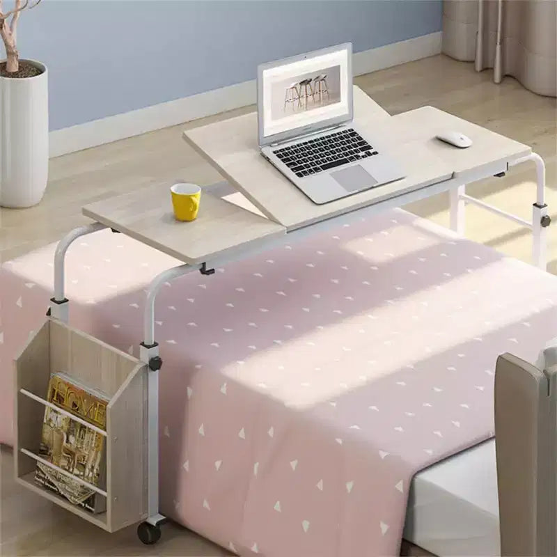 Tavolo regolabile da letto con ruote, bianco/nero, per 1-2 persone