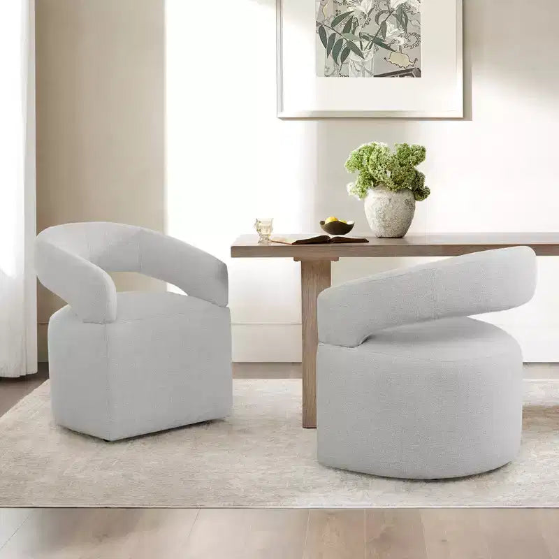 Sedia da pranzo moderna imbottita con ruote e schienale aperto, Singola, Colori assortiti