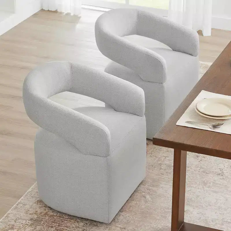 Sedia da pranzo moderna imbottita con ruote e schienale aperto, Singola, Colori assortiti