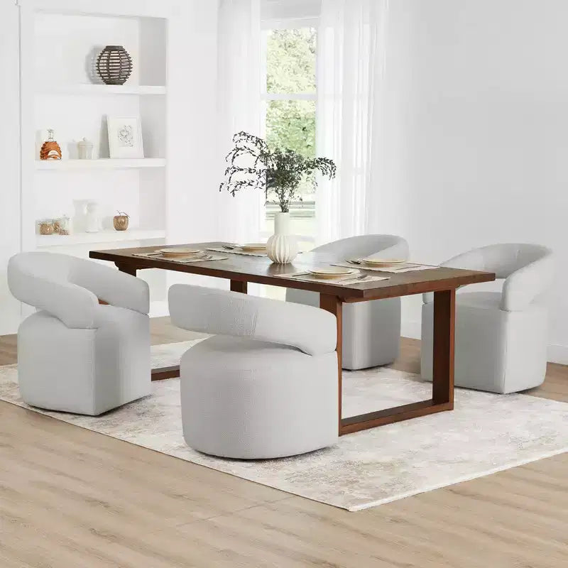 Sedia da pranzo moderna imbottita con ruote e schienale aperto, Singola, Colori assortiti