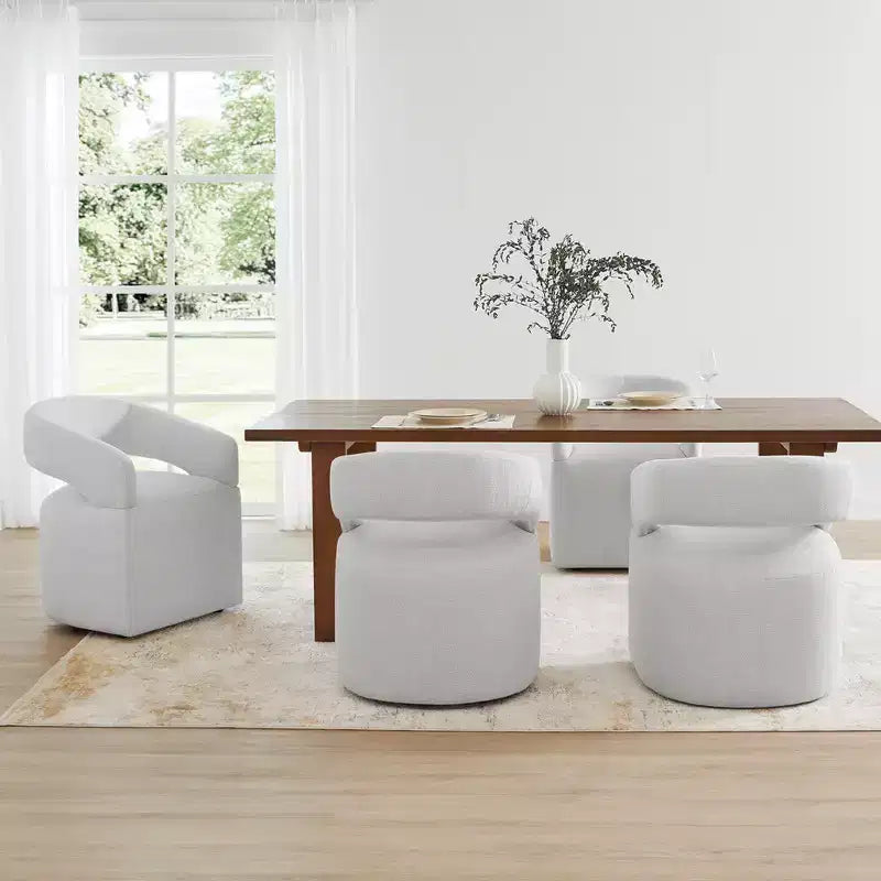 Sedia da pranzo moderna imbottita con ruote e schienale aperto, Singola, Colori assortiti