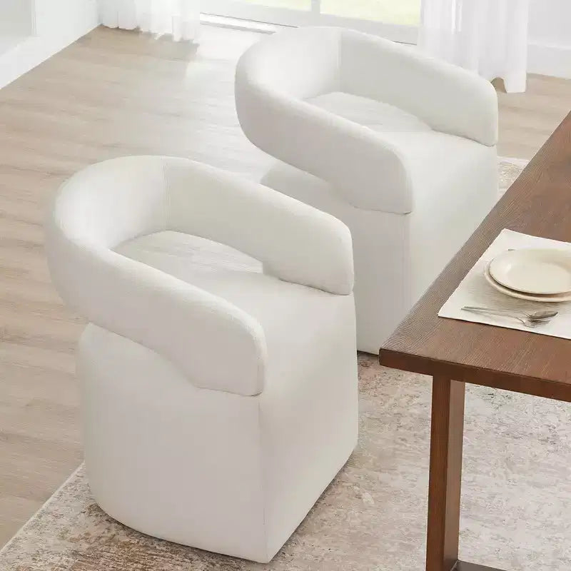 Sedia da pranzo moderna imbottita con ruote e schienale aperto, Singola, Colori assortiti