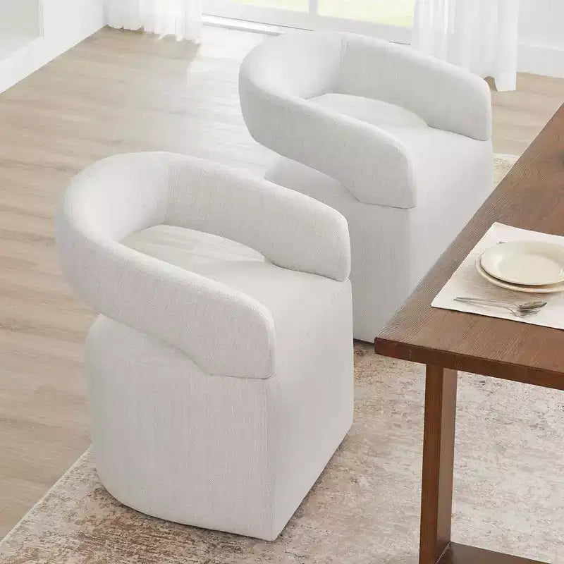 Sedia da pranzo moderna imbottita con ruote e schienale aperto, Singola, Colori assortiti
