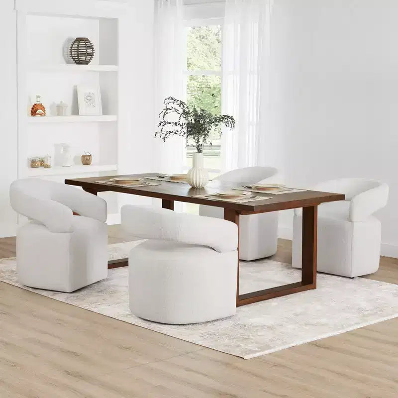 Sedia da pranzo moderna imbottita con ruote e schienale aperto, Singola, Colori assortiti