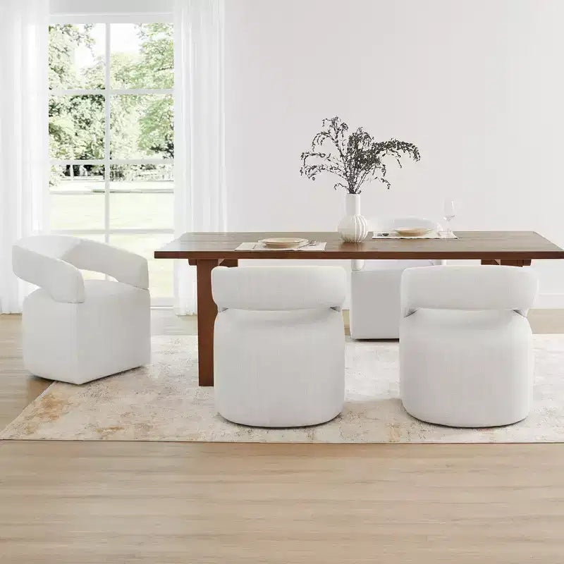 Sedia da pranzo moderna imbottita con ruote e schienale aperto, Singola, Colori assortiti