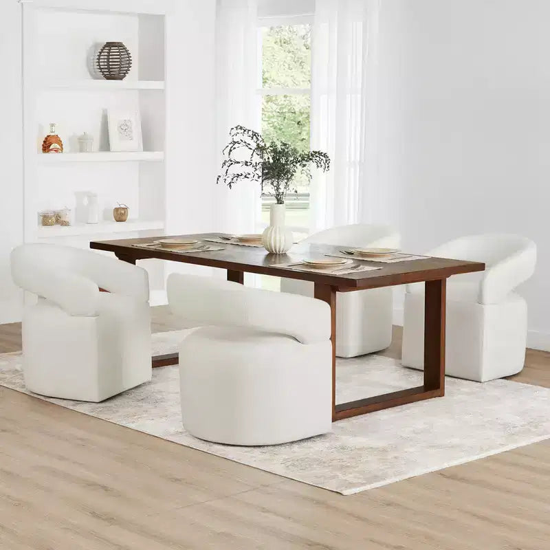 Sedia da pranzo moderna imbottita con ruote e schienale aperto, Singola, Colori assortiti