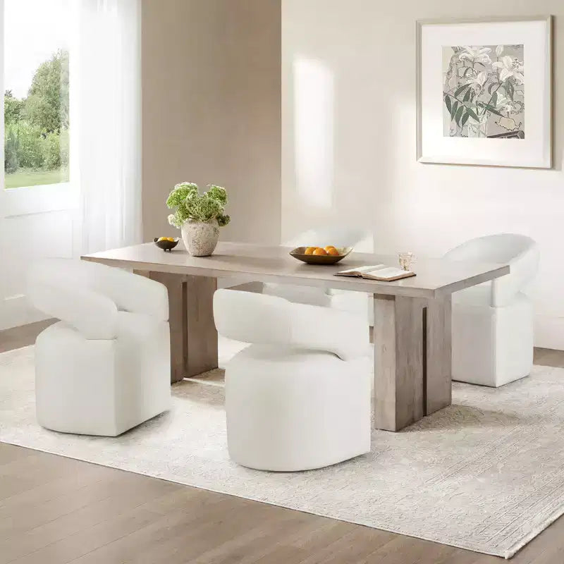 Sedia da pranzo moderna imbottita con ruote e schienale aperto, Singola, Colori assortiti