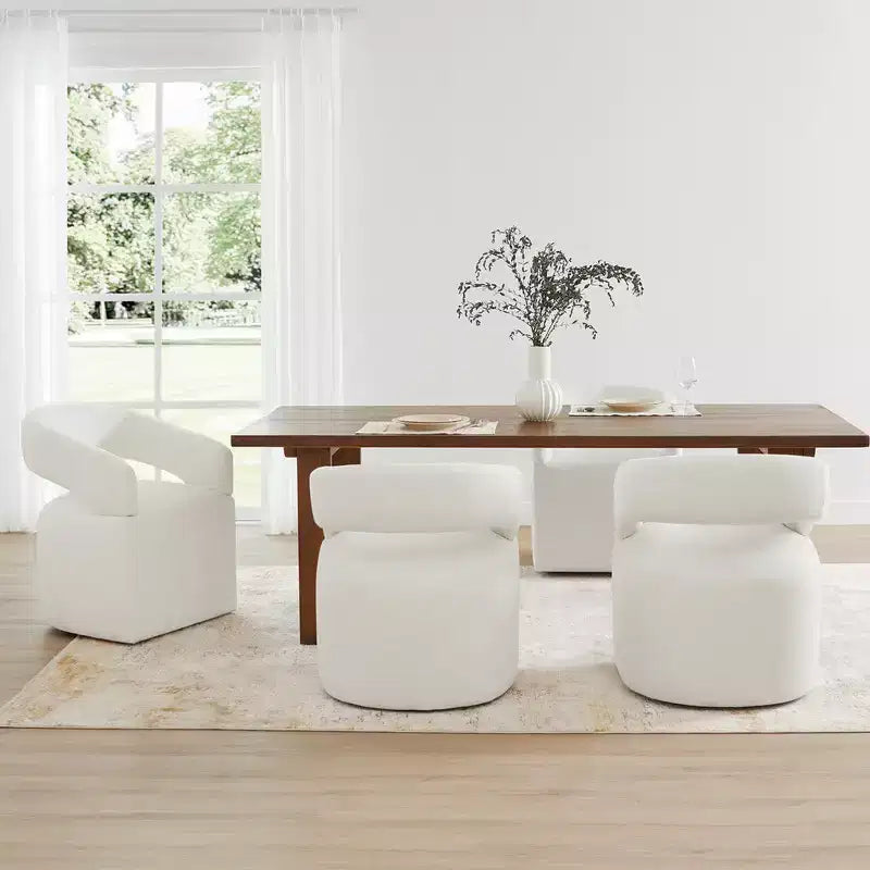 Sedia da pranzo moderna imbottita con ruote e schienale aperto, Singola, Colori assortiti