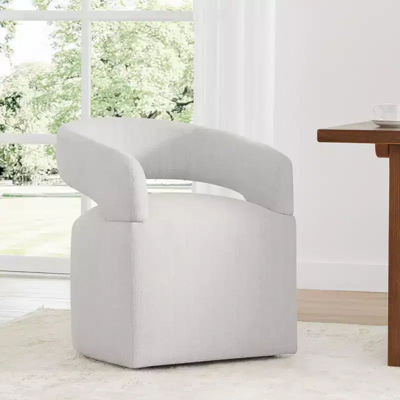 Sedia da pranzo moderna imbottita con ruote e schienale aperto, Singola, Colori assortiti