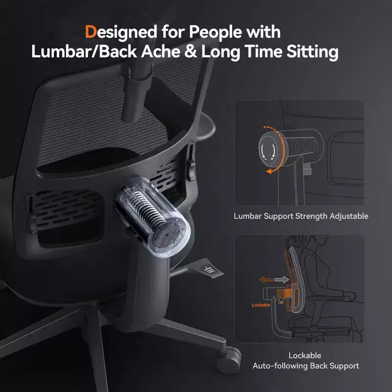 Sedia ergonomica Newtral con poggiapiedi - Sedia da ufficio per casa con supporto lombare, braccioli 4D, profondità e altezza del sedile regolabili - MAGICH-BP+LAPD-BLACK