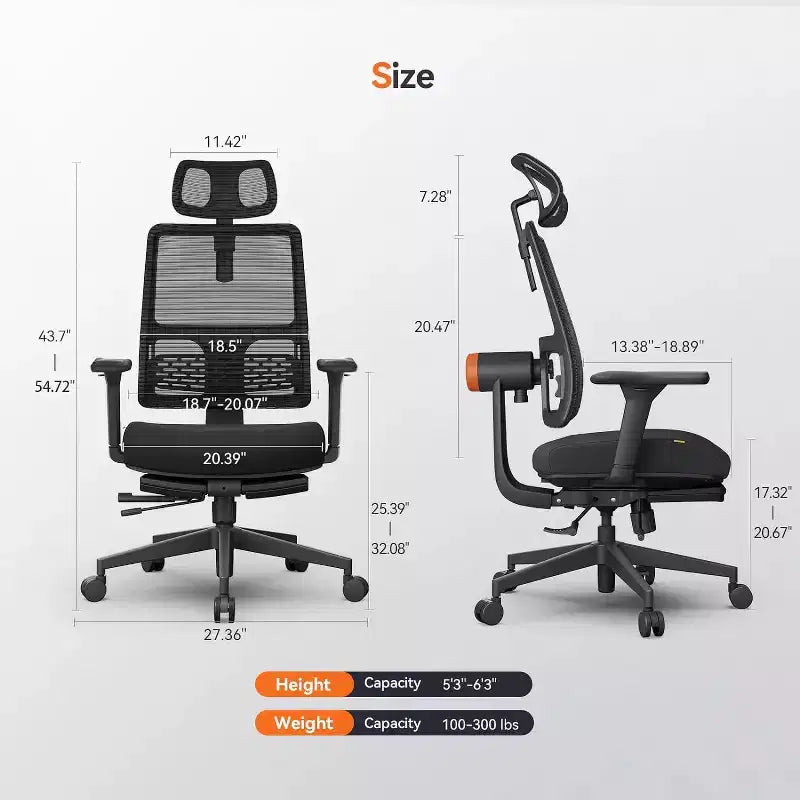 Sedia ergonomica Newtral con poggiapiedi - Sedia da ufficio per casa con supporto lombare, braccioli 4D, profondità e altezza del sedile regolabili - MAGICH-BP+LAPD-BLACK