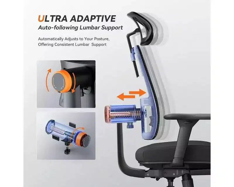 Sedia ergonomica Newtral con poggiapiedi - Sedia da ufficio per casa con supporto lombare, braccioli 4D, profondità e altezza del sedile regolabili - MAGICH-BP+LAPD-BLACK