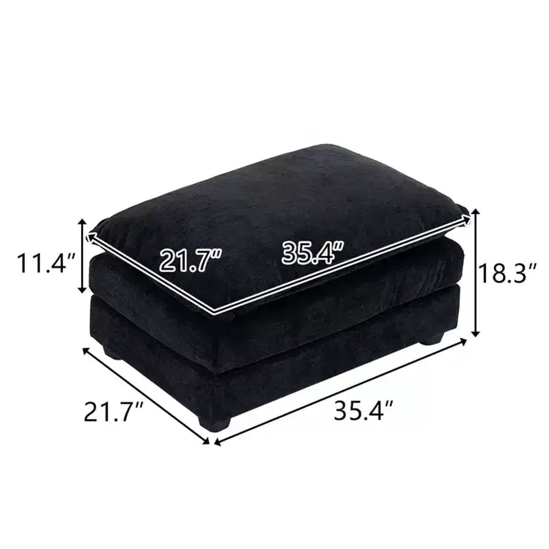 Pouf in ciniglia a doppio cuscino – Nero / Blu / Bianco, 1 posto