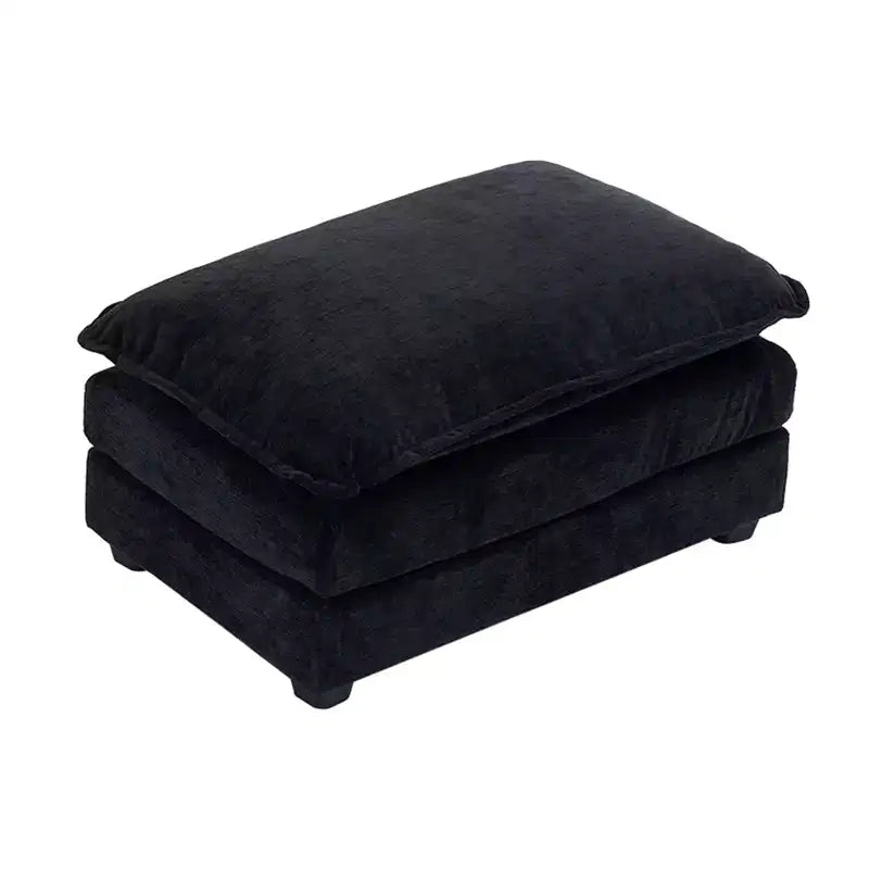Pouf in ciniglia a doppio cuscino – Nero / Blu / Bianco, 1 posto