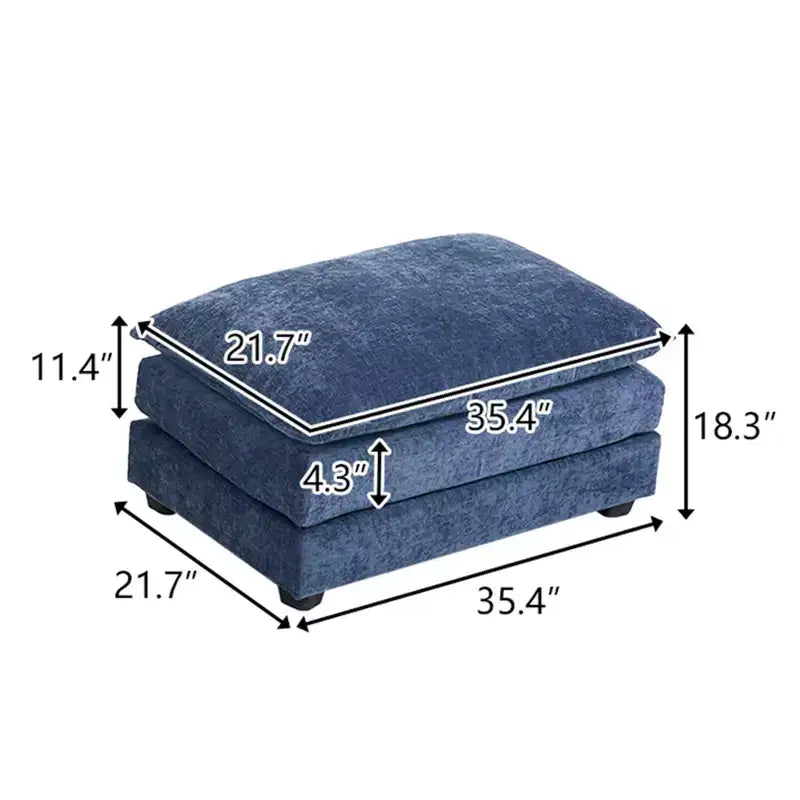 Pouf in ciniglia a doppio cuscino – Nero / Blu / Bianco, 1 posto