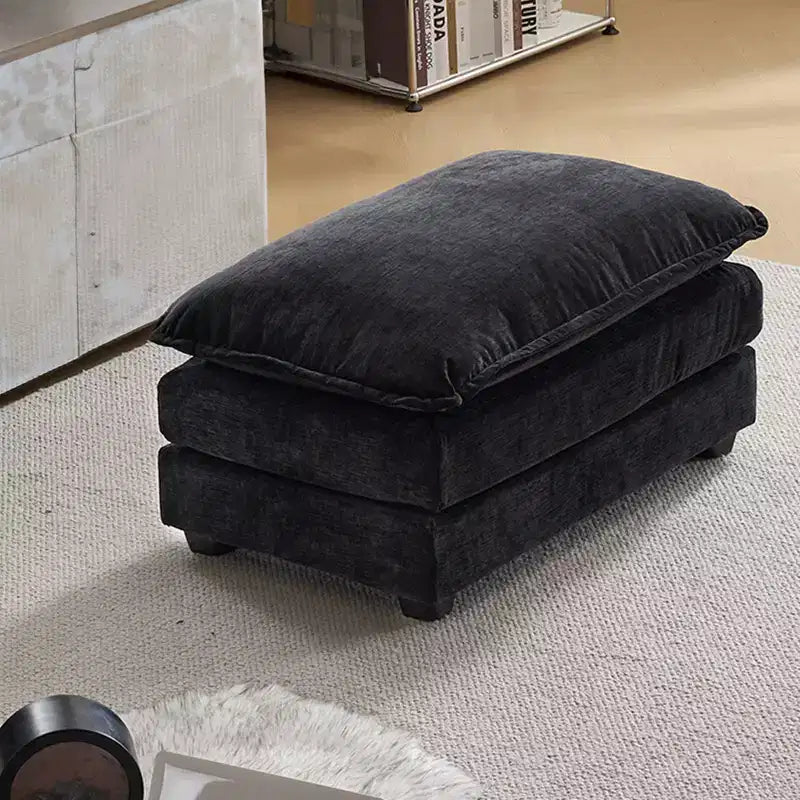 Pouf in ciniglia a doppio cuscino – Nero / Blu / Bianco, 1 posto