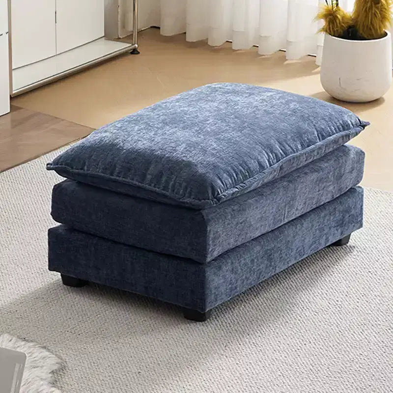 Pouf in ciniglia a doppio cuscino – Nero / Blu / Bianco, 1 posto