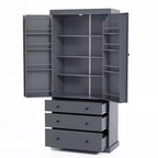 Dispensa da cucina alta 77", crema/grigio/bianco, mobile contenitore indipendente