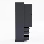Dispensa da cucina alta 77", crema/grigio/bianco, mobile contenitore indipendente