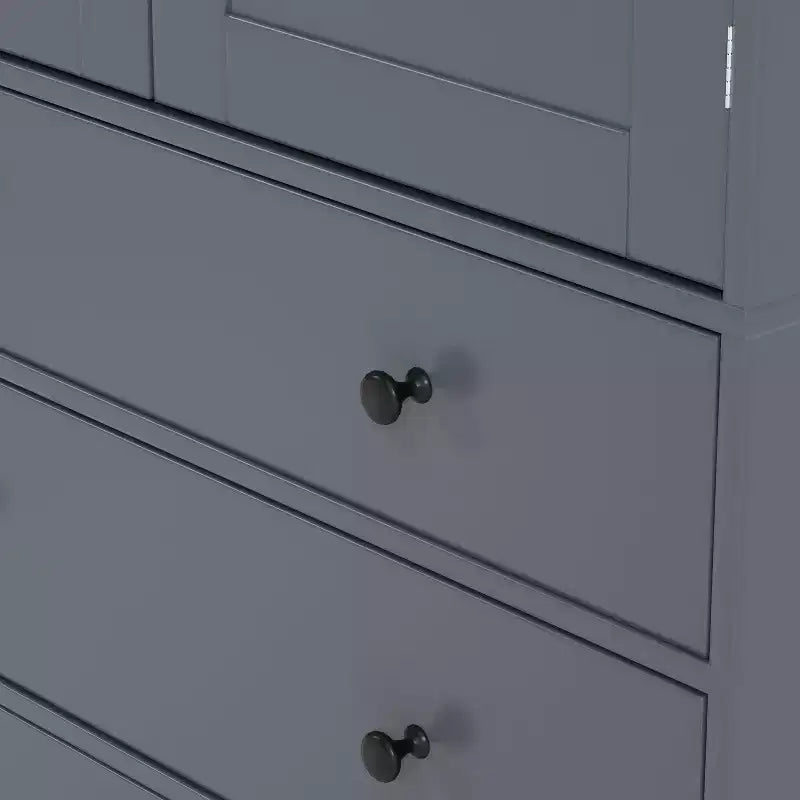 Dispensa da cucina alta 77", crema/grigio/bianco, mobile contenitore indipendente