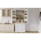 Dispensa da cucina alta 77", crema/grigio/bianco, mobile contenitore indipendente