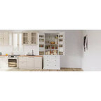 Dispensa da cucina alta 77", crema/grigio/bianco, mobile contenitore indipendente