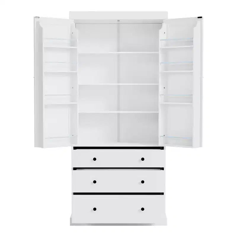 Dispensa da cucina alta 77", crema/grigio/bianco, mobile contenitore indipendente