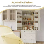 Dispensa da cucina alta 77", crema/grigio/bianco, mobile contenitore indipendente