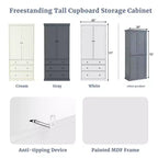 Dispensa da cucina alta 77", crema/grigio/bianco, mobile contenitore indipendente