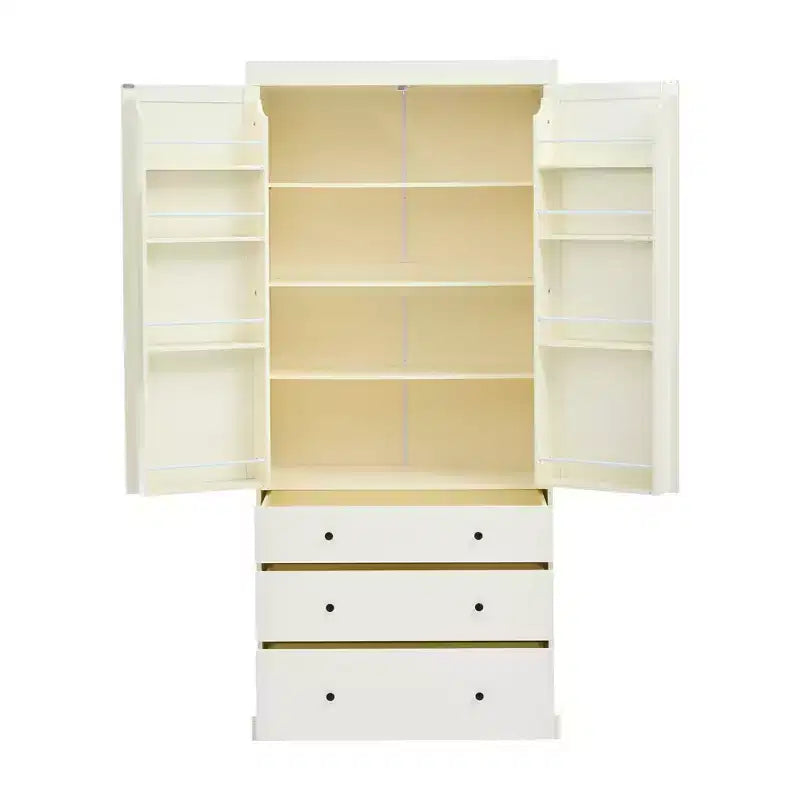 Dispensa da cucina alta 77", crema/grigio/bianco, mobile contenitore indipendente