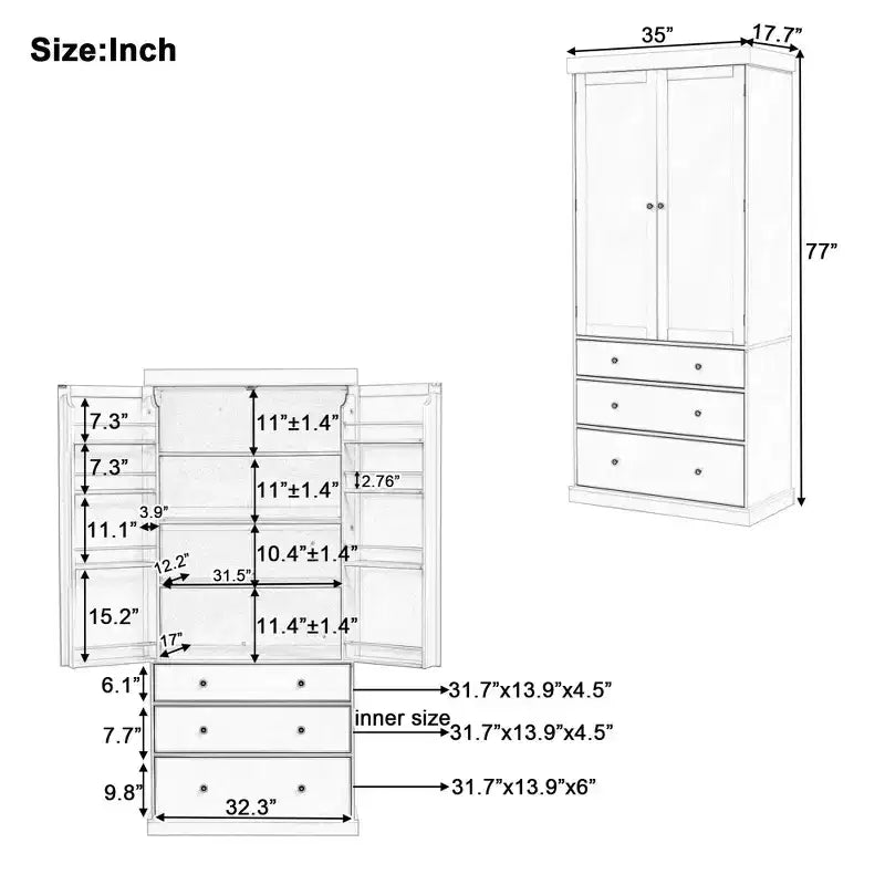 Dispensa da cucina alta 77", crema/grigio/bianco, mobile contenitore indipendente