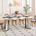 Zevemomo 70.9Large Dining Table for 8,Farmhouse Table with Spacious Tabletop&V-Shaped Steel Base,8 Adjustable Legs for Kitchen,Dining Room-White