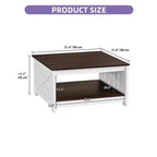 Tavolino da Caffè Quadrato in Legno con Vano Contenitore Semi-aperto, Nero/Marrone/Grigio/Bianco Sporco/Multicolore, 1 Posto