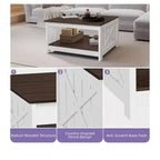 Tavolino da Caffè Quadrato in Legno con Vano Contenitore Semi-aperto, Nero/Marrone/Grigio/Bianco Sporco/Multicolore, 1 Posto