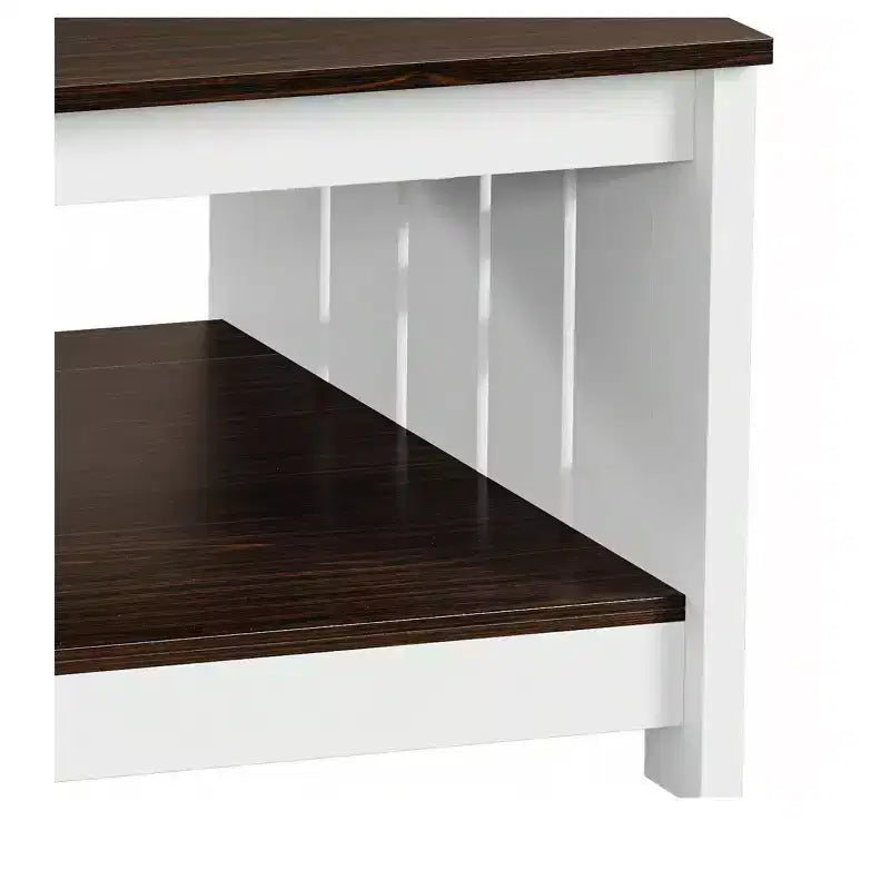 Tavolino da Caffè Quadrato in Legno con Vano Contenitore Semi-aperto, Nero/Marrone/Grigio/Bianco Sporco/Multicolore, 1 Posto