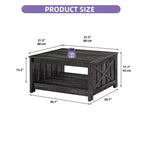 Tavolino da Caffè Quadrato in Legno con Vano Contenitore Semi-aperto, Nero/Marrone/Grigio/Bianco Sporco/Multicolore, 1 Posto
