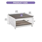 Tavolino da Caffè Quadrato in Legno con Vano Contenitore Semi-aperto, Nero/Marrone/Grigio/Bianco Sporco/Multicolore, 1 Posto