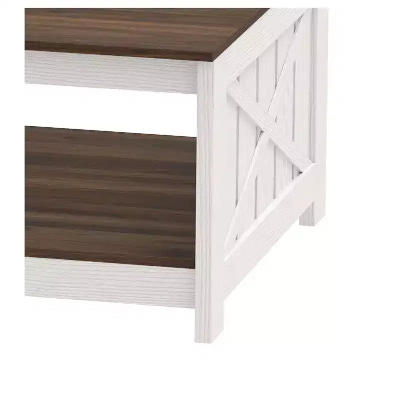 Tavolino da Caffè Quadrato in Legno con Vano Contenitore Semi-aperto, Nero/Marrone/Grigio/Bianco Sporco/Multicolore, 1 Posto
