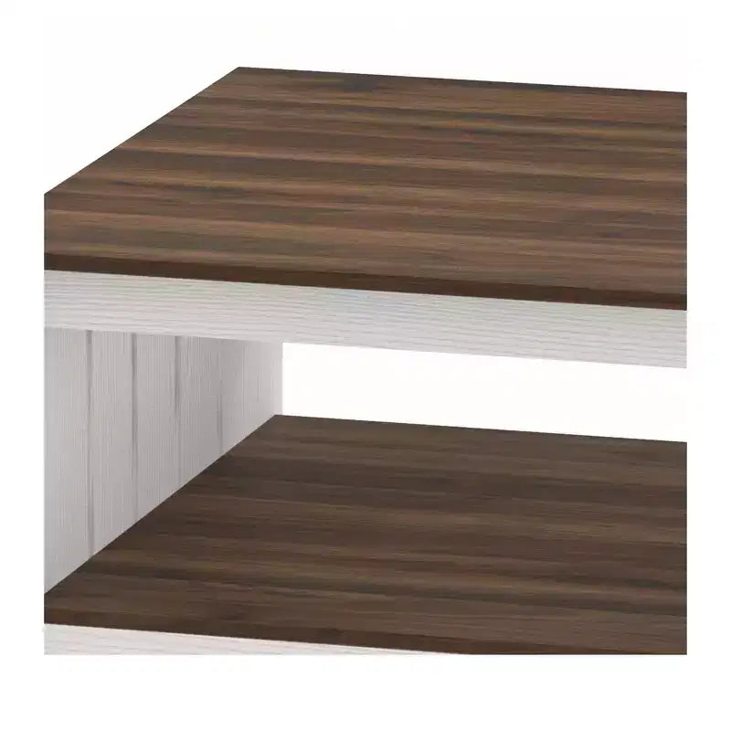 Tavolino da Caffè Quadrato in Legno con Vano Contenitore Semi-aperto, Nero/Marrone/Grigio/Bianco Sporco/Multicolore, 1 Posto