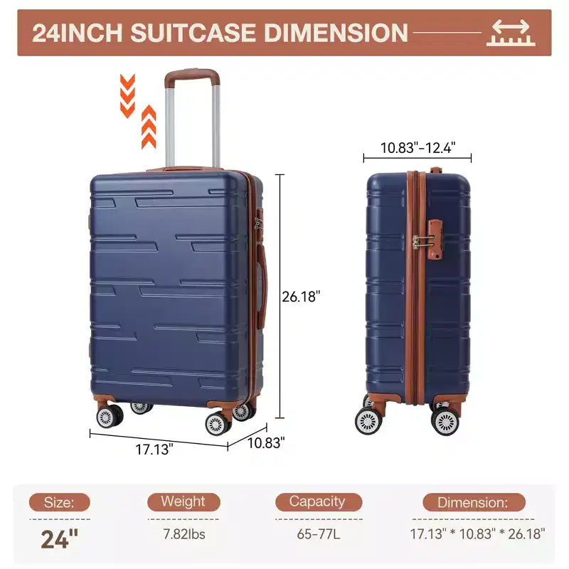 Trolley Rigido da Cabina da 60 cm con Lucchetto TSA e Ruote Girevoli, Espandibile, per 1-2 Persone