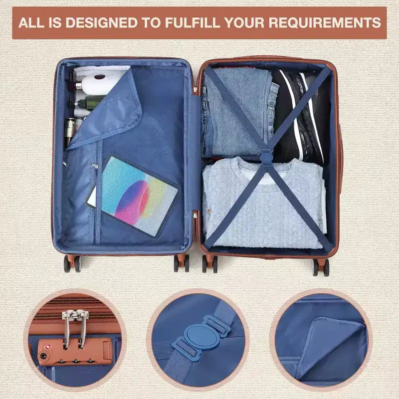 Trolley Rigido da Cabina da 60 cm con Lucchetto TSA e Ruote Girevoli, Espandibile, per 1-2 Persone