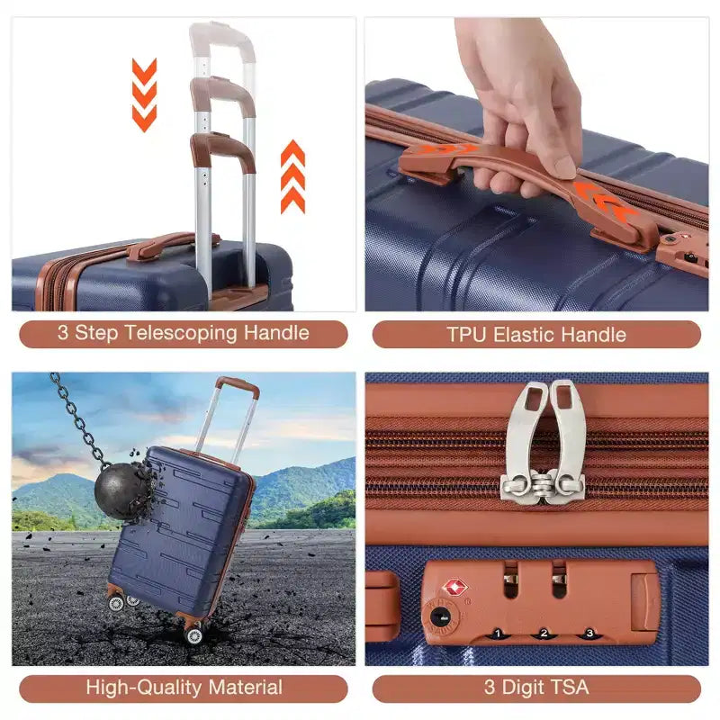 Trolley Rigido da Cabina da 60 cm con Lucchetto TSA e Ruote Girevoli, Espandibile, per 1-2 Persone