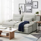 Divanetto in velluto a coste con due pouf mobili, 4 posti, nero/grigio/verde