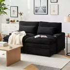 Divanetto in velluto a coste con due pouf mobili, 4 posti, nero/grigio/verde
