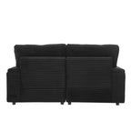 Divanetto in velluto a coste con due pouf mobili, 4 posti, nero/grigio/verde