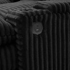 Divanetto in velluto a coste con due pouf mobili, 4 posti, nero/grigio/verde