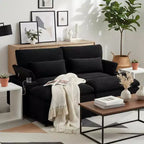 Polibi Modern Corduroy Loveseat Sofa with Two Movable Ottomans