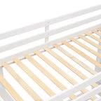 Letto a castello a L con due letti singoli sovrapposti, scale con contenitore, 4 cassetti e mensole, grigio/bianco, per bambini, ragazzi e adulti